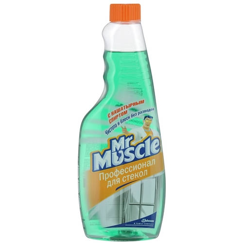 Стеклоочиститель Mr.MUSCLE с нашатырным спиртом (сменная бутылка), 500 мл