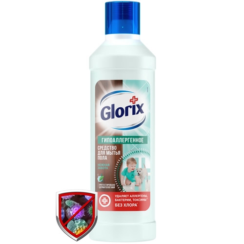 Средство для мытья пола с дезинфицирующим эффектом GLORIX 3-в-1 Нежная забота, 1 л