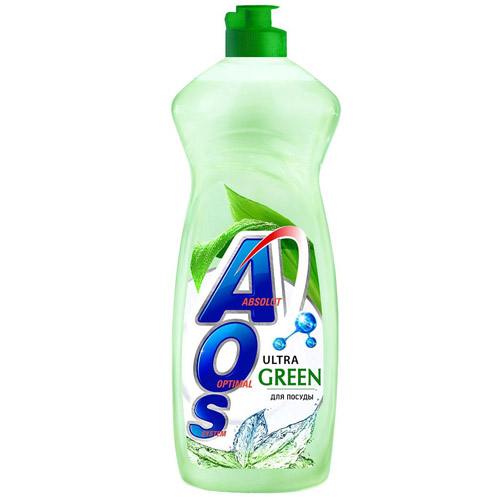 Средство для мытья посуды AOS Ultra Green, 900 мл