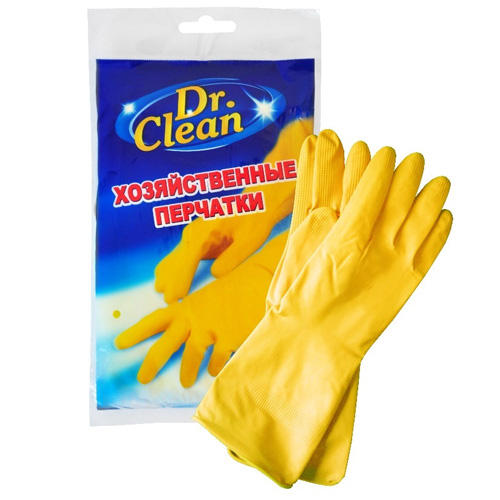 Перчатки резиновые Dr.CLEAN латексные, флоковое покрытие, размер XL