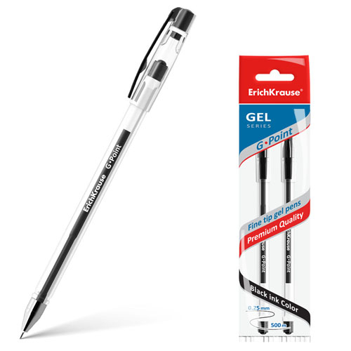 Ручка гелевая ERICH KRAUSE G-Point для ЕГЭ/ОГЭ, 0,5 мм, черная, 2 штуки