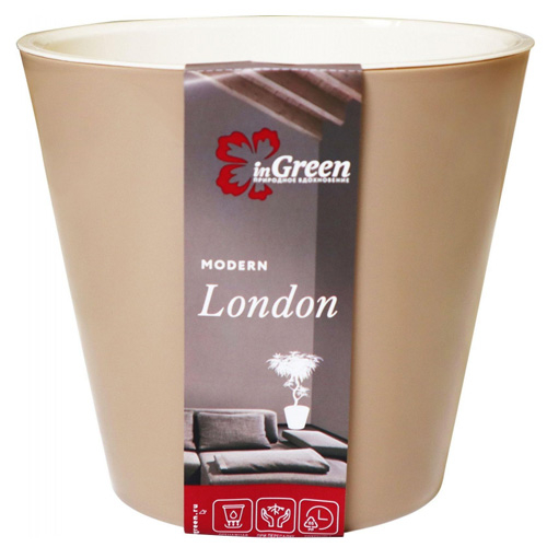 
Горшок для цветов INGREEN London Deco, цвет Молочный шоколад, 23 см х 23 см х 21 см, 5 л