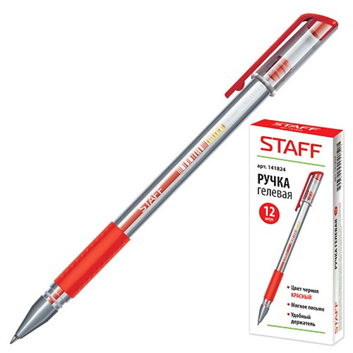 Ручка гелевая STAFF, красная
