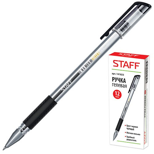 Ручка гелевая STAFF, черная