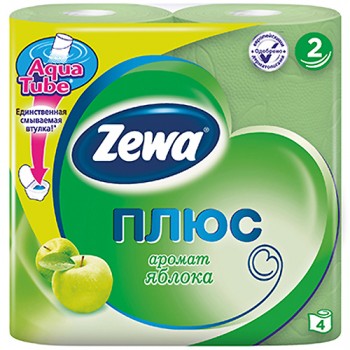 Бумага туалетная ZEWA Яблоко, 2 слоя, 4 рулона