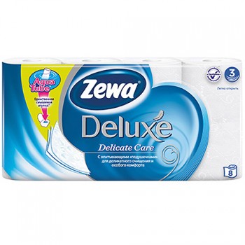 Бумага туалетная ZEWA Deluxe Белая, 3 слоя, 8 рулонов