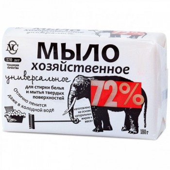 мыло хоз 72% Универсальное /со слоном НевКос 180гр/36
