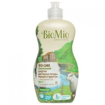 Средство для мытья посуды, овощей и фруктов BIOMIO Bio-Care, с эфирным маслом мяты, 450 мл