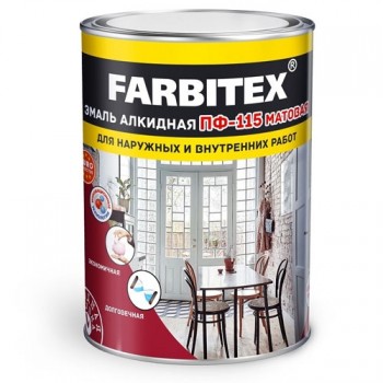 эмаль FARBITEX ПФ-115 матовая белая 0.9кг/14