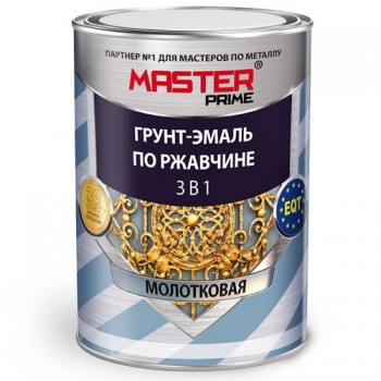 грунт-эмаль MASTER PRIME по ржавчине 3в1 молотковая черный 2.0л /6