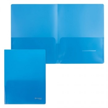 папка -уголок Brauberg А4 2кармана/синяя/120x15