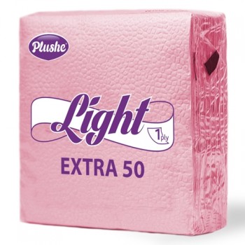 Салфетки бумажные PLUSHE Light Extra, 1 слой, 22,5 х 22,5 см, 40 штук, Розовый