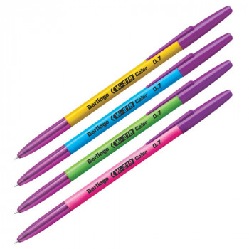 Ручка шариковая Berlingo W-219 Color, синяя, 0,7 мм, цветной корпус, микс