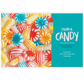 Альбом для рисования ArtSpace Стиль Colorful Candy, А4, 8 листов, микс