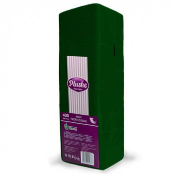 Салфетки бумажные PLUSHE Maxi Professional, 1 слой, 24 х 24 см, 400 штук, зеленый