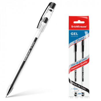 Ручка гелевая ERICH KRAUSE G-Point для ЕГЭ/ОГЭ, 0,5 мм, черная, 2 штуки