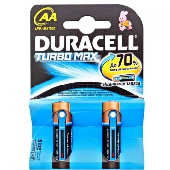 батарейка Duracell Turbo max   AA 1.5V LR6 цена за 2шт/Бельги/20